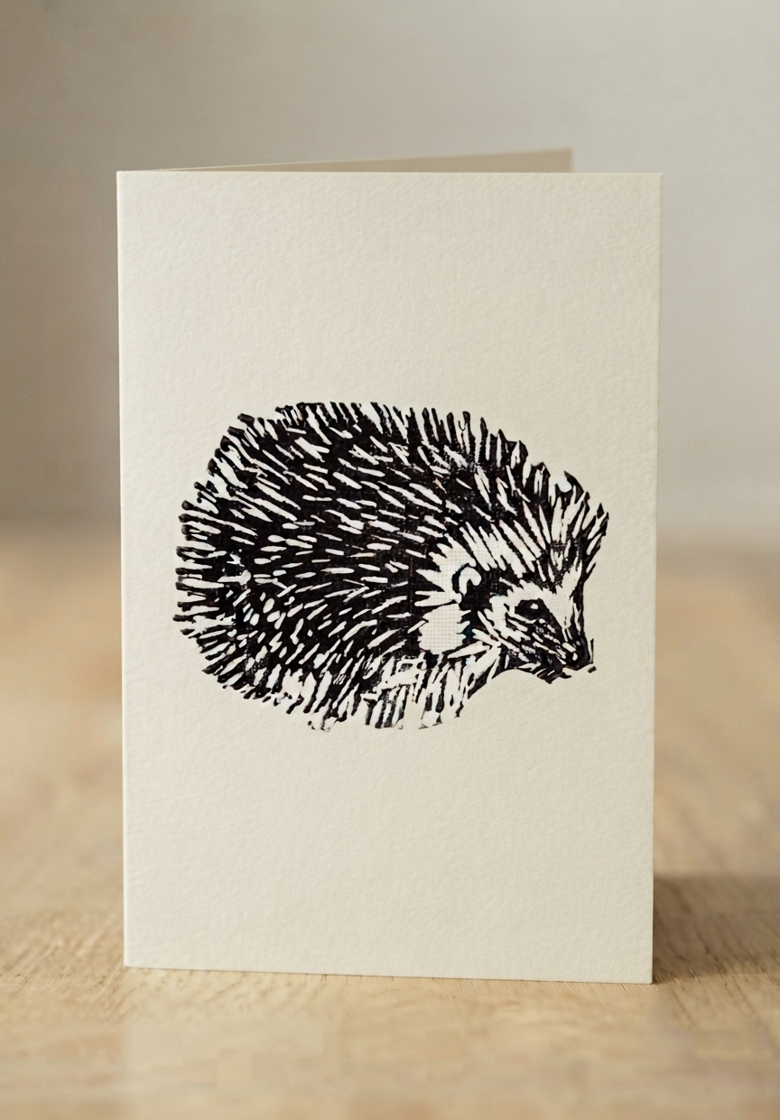 Charming Hedgehog Lino Print Greeting Cards - Pack of 10 for Every Occasion