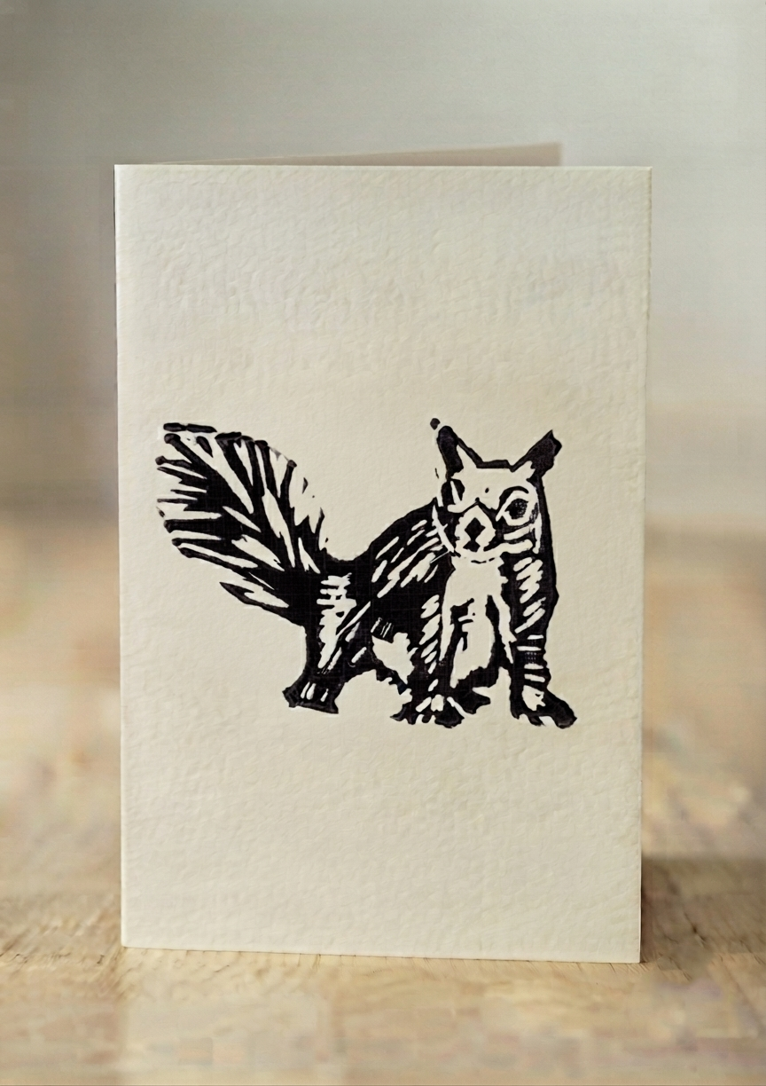 Charming Squirrel Linocut Greeting Cards - Pack of 10 for Every Occasion