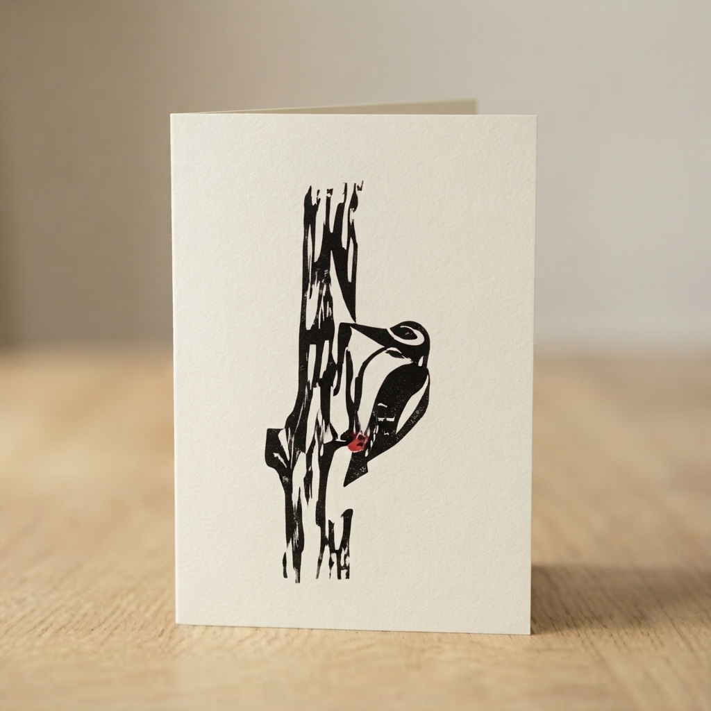 Woodland Wonders: Pack of 10 Scandinavian-Inspired Woodpecker Greeting Cards